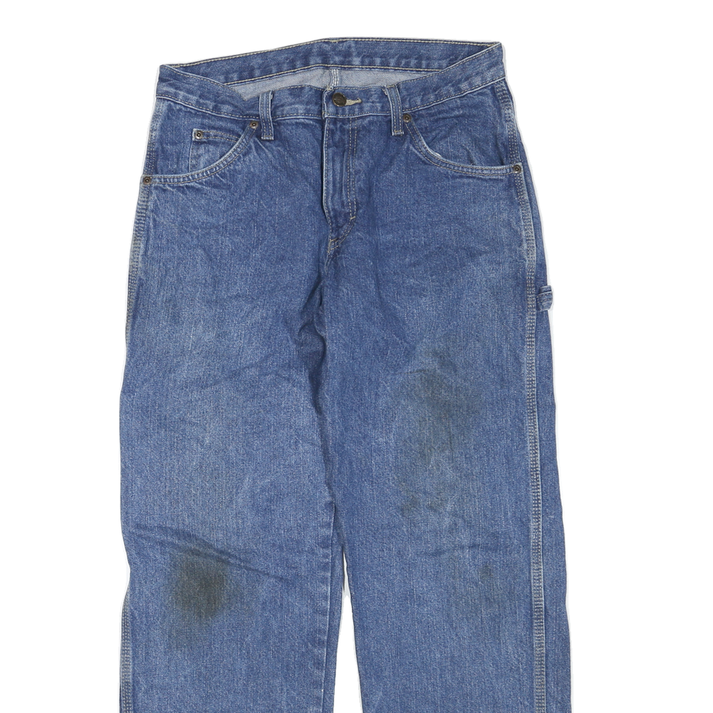 DICKIES Mens Regular Blue Denim Medium Fit Jeans W30 L28 Workwear Cargo Zip