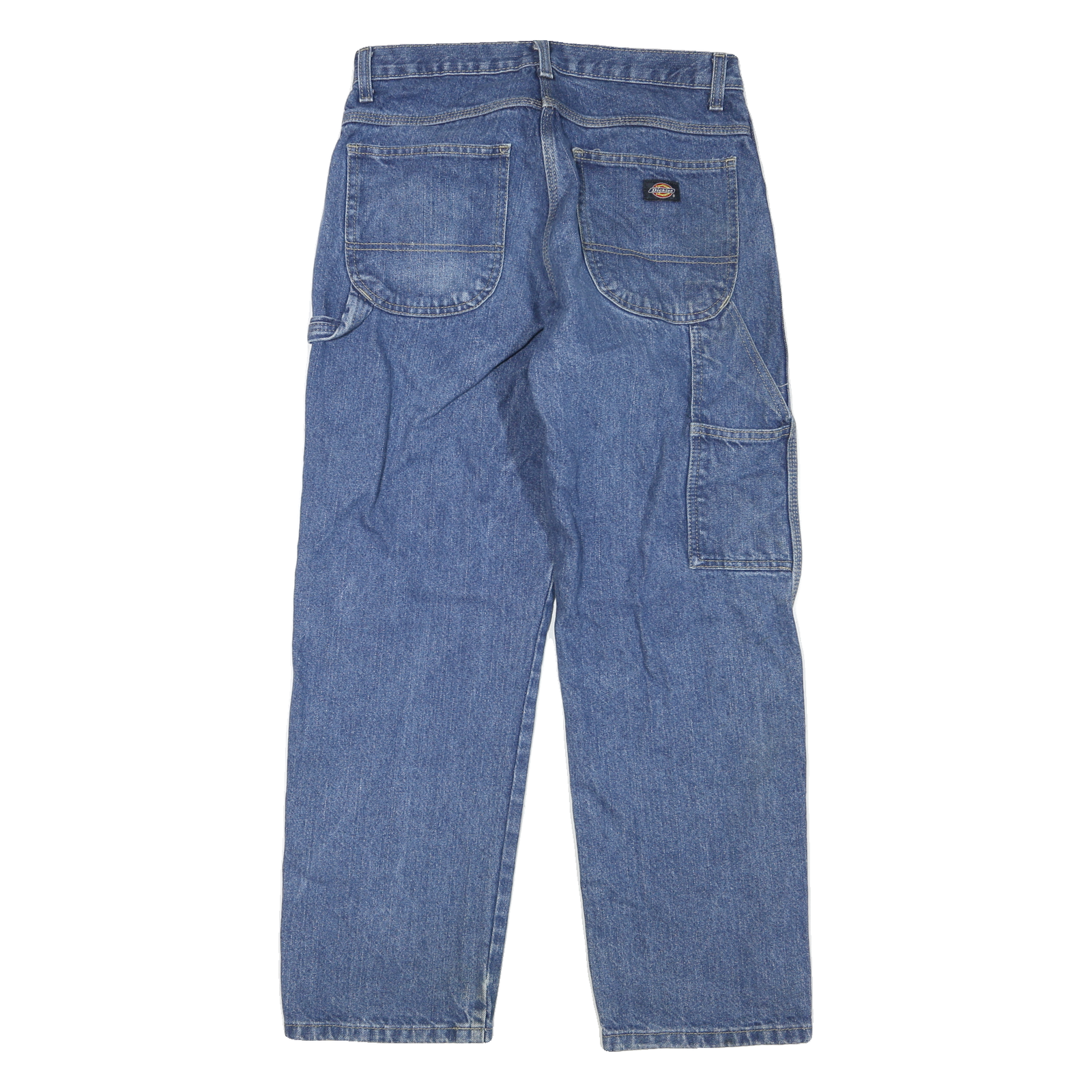 DICKIES Mens Regular Blue Denim Medium Fit Jeans W30 L28 Workwear Cargo Zip
