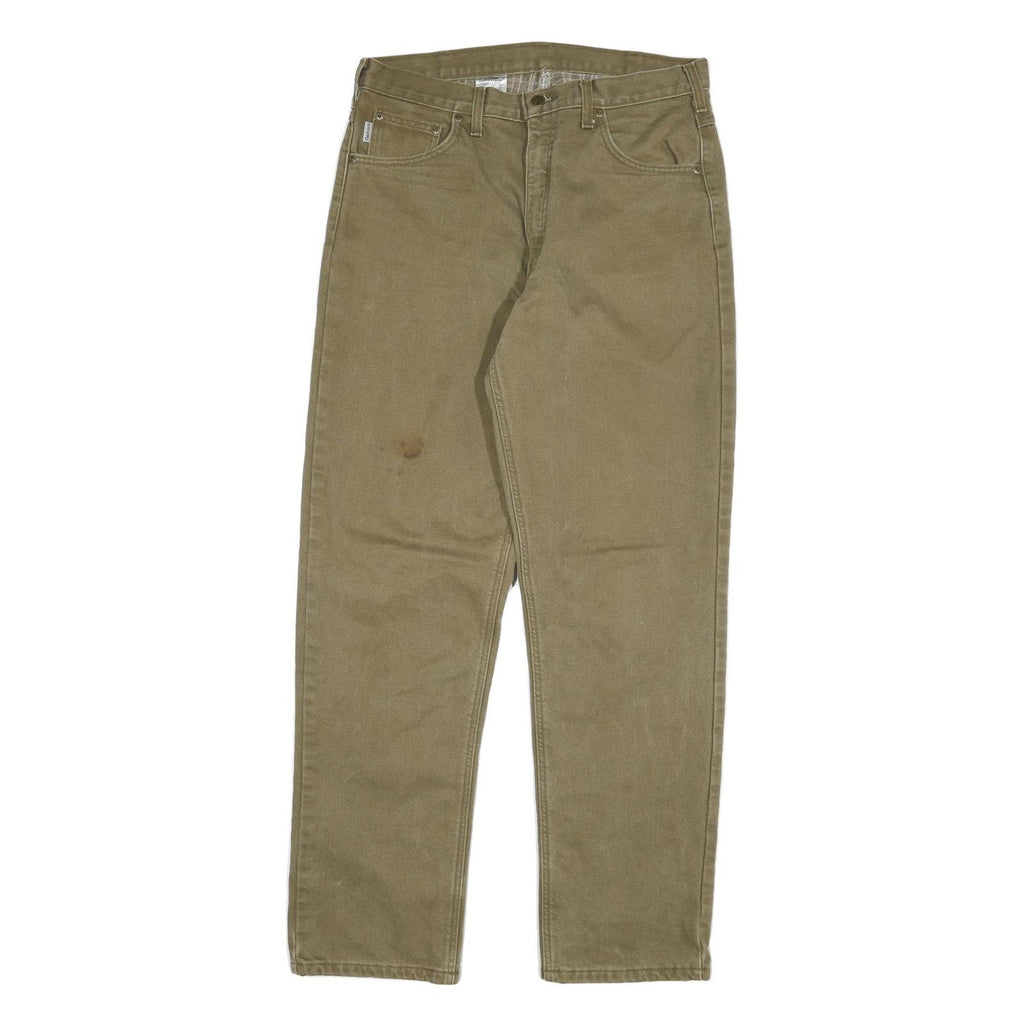 CARHARTT Mens Cotton Blend Relaxed Fit Beige Trousers W32 L32 Workwear Casual