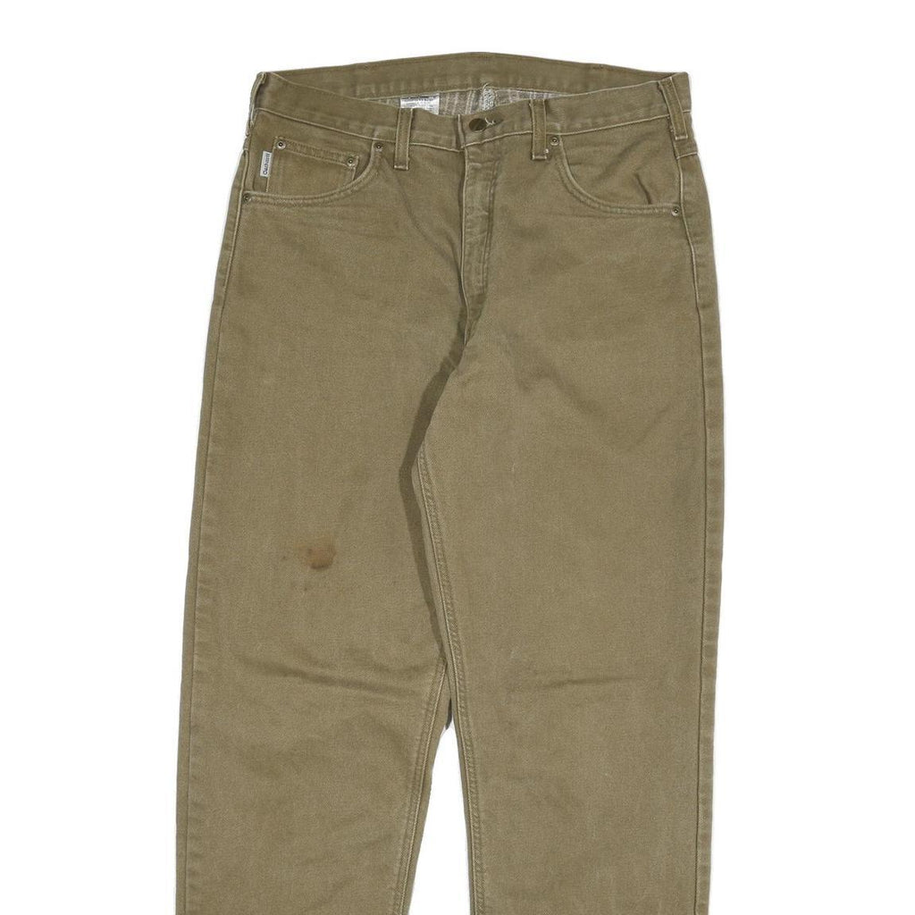 CARHARTT Mens Cotton Blend Relaxed Fit Beige Trousers W32 L32 Workwear Casual