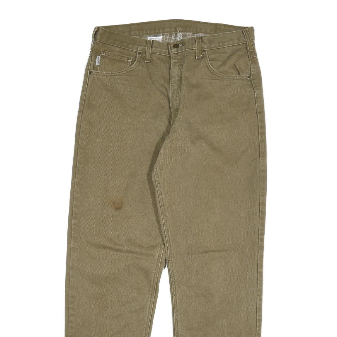 CARHARTT Mens Cotton Blend Relaxed Fit Beige Trousers W32 L32 Workwear Casual