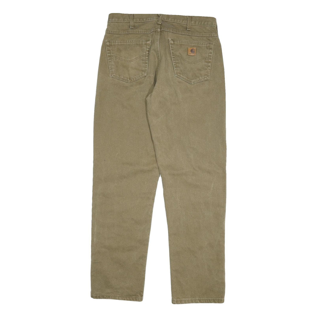 CARHARTT Mens Cotton Blend Relaxed Fit Beige Trousers W32 L32 Workwear Casual