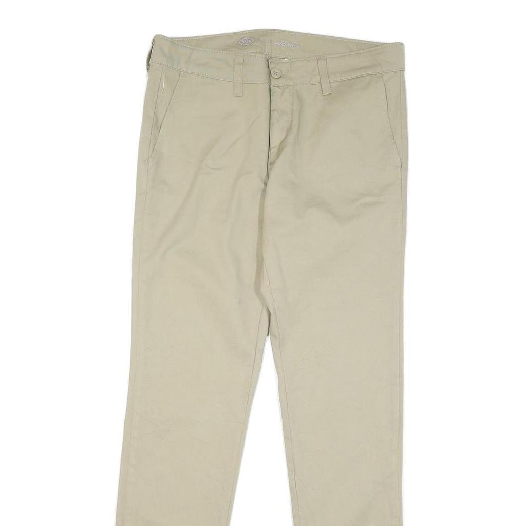 DICKIES Womens Regular Beige Cotton Blend Trousers W34 L33 Casual Workwear Zip