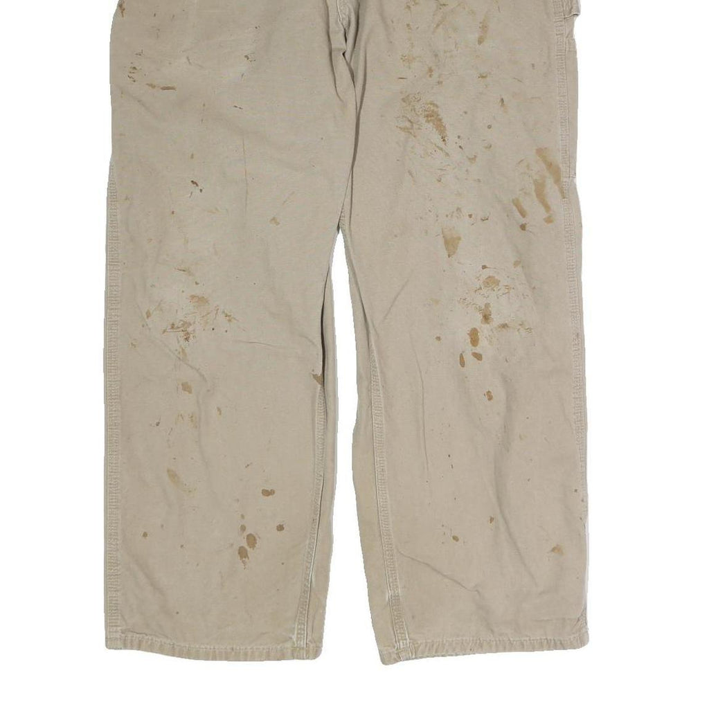 CARHARTT Mens Relaxed Beige Denim Jeans W36 L30 Workwear Cotton Zip Closure