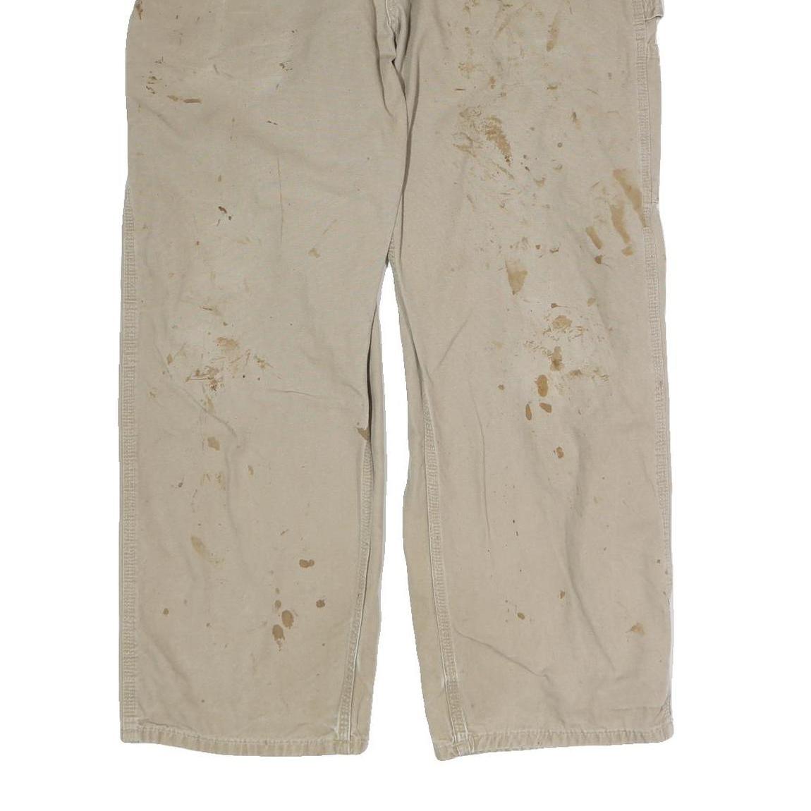 CARHARTT Mens Relaxed Beige Denim Jeans W36 L30 Workwear Cotton Zip Closure