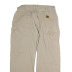 CARHARTT Mens Relaxed Beige Denim Jeans W36 L30 Workwear Cotton Zip Closure