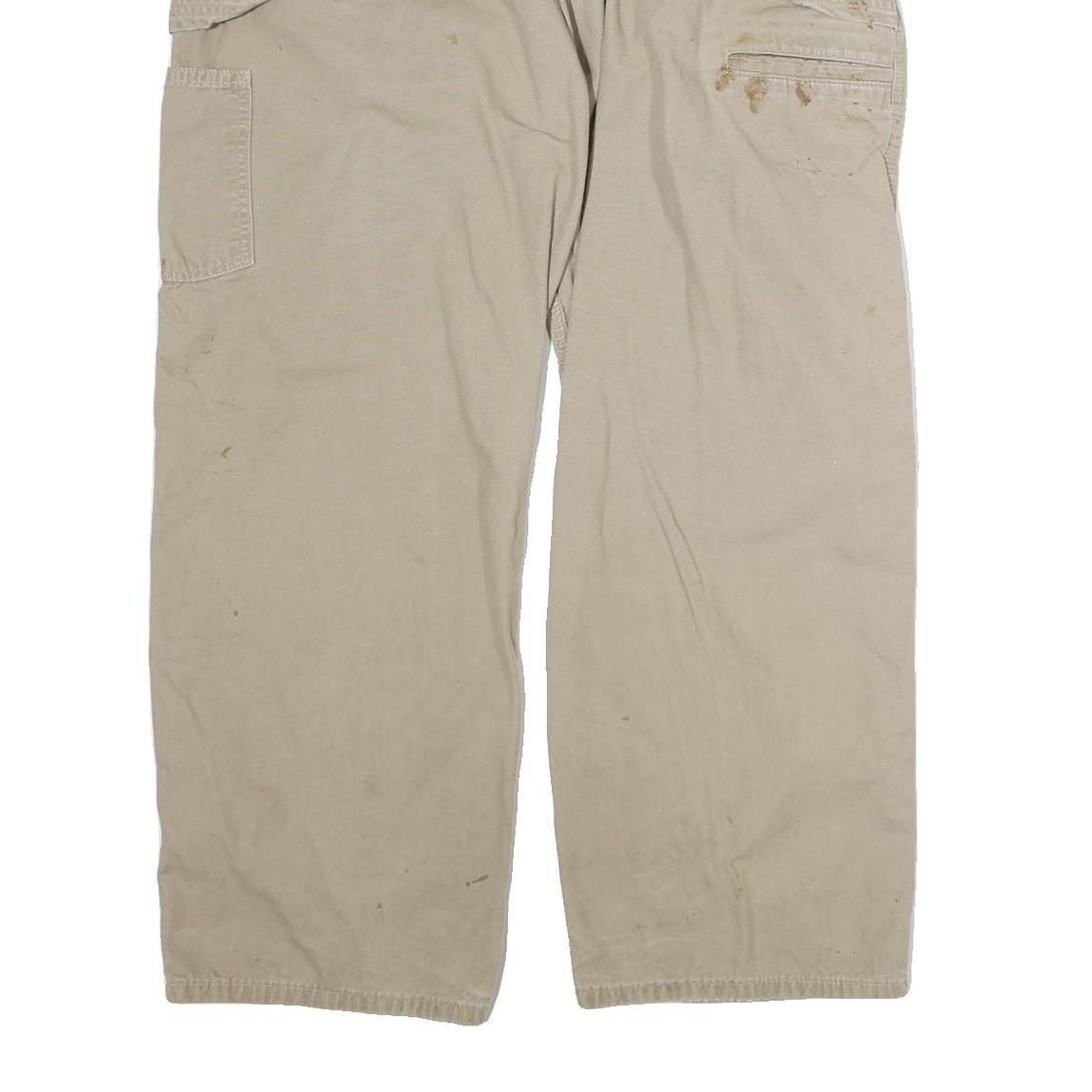 CARHARTT Mens Relaxed Beige Denim Jeans W36 L30 Workwear Cotton Zip Closure