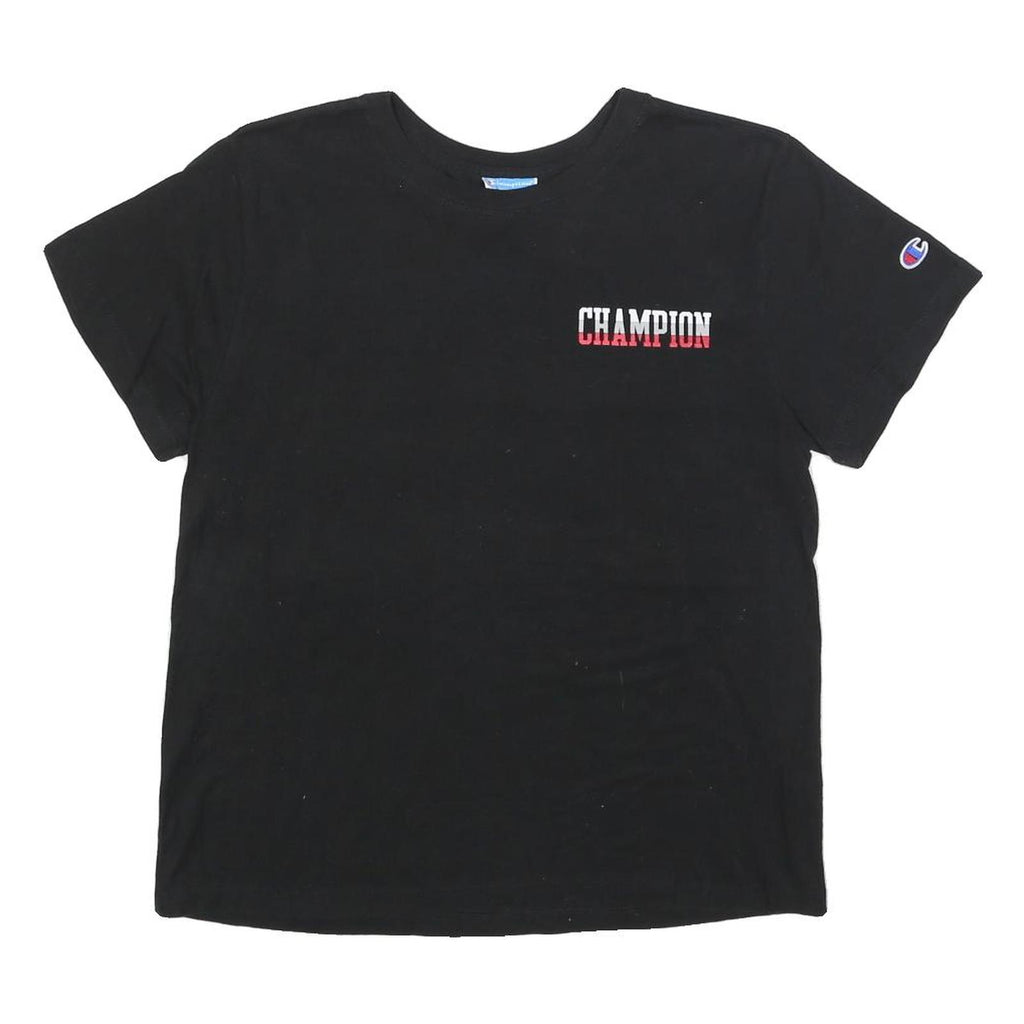 CHAMPION Womens Black Graphic T-Shirt L Short Sleeve Crew Neck Sportswear
