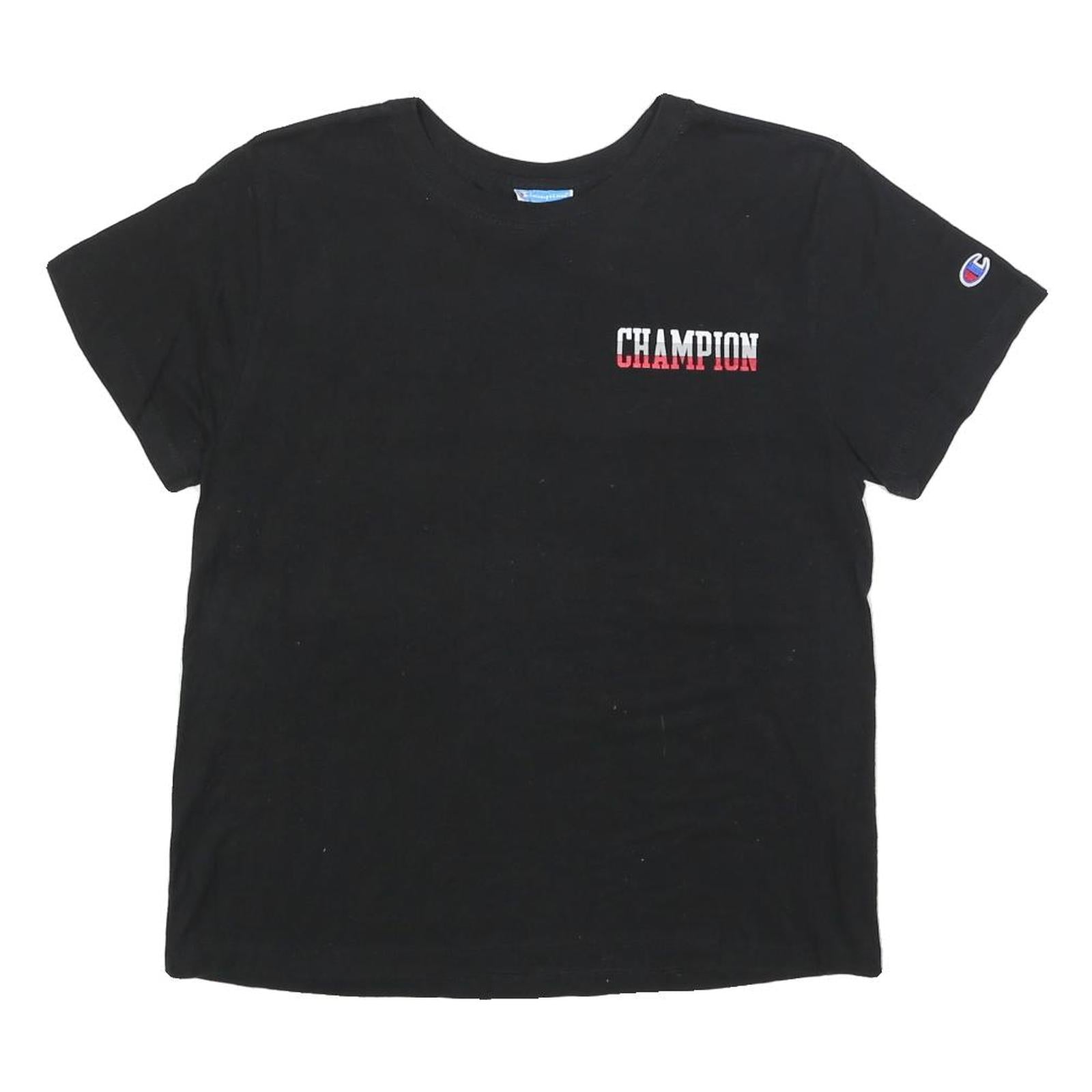 CHAMPION Womens Black Graphic T-Shirt L Short Sleeve Crew Neck Sportswear