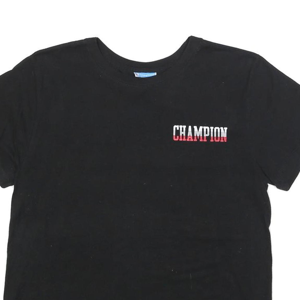 CHAMPION Womens Black Graphic T-Shirt L Short Sleeve Crew Neck Sportswear