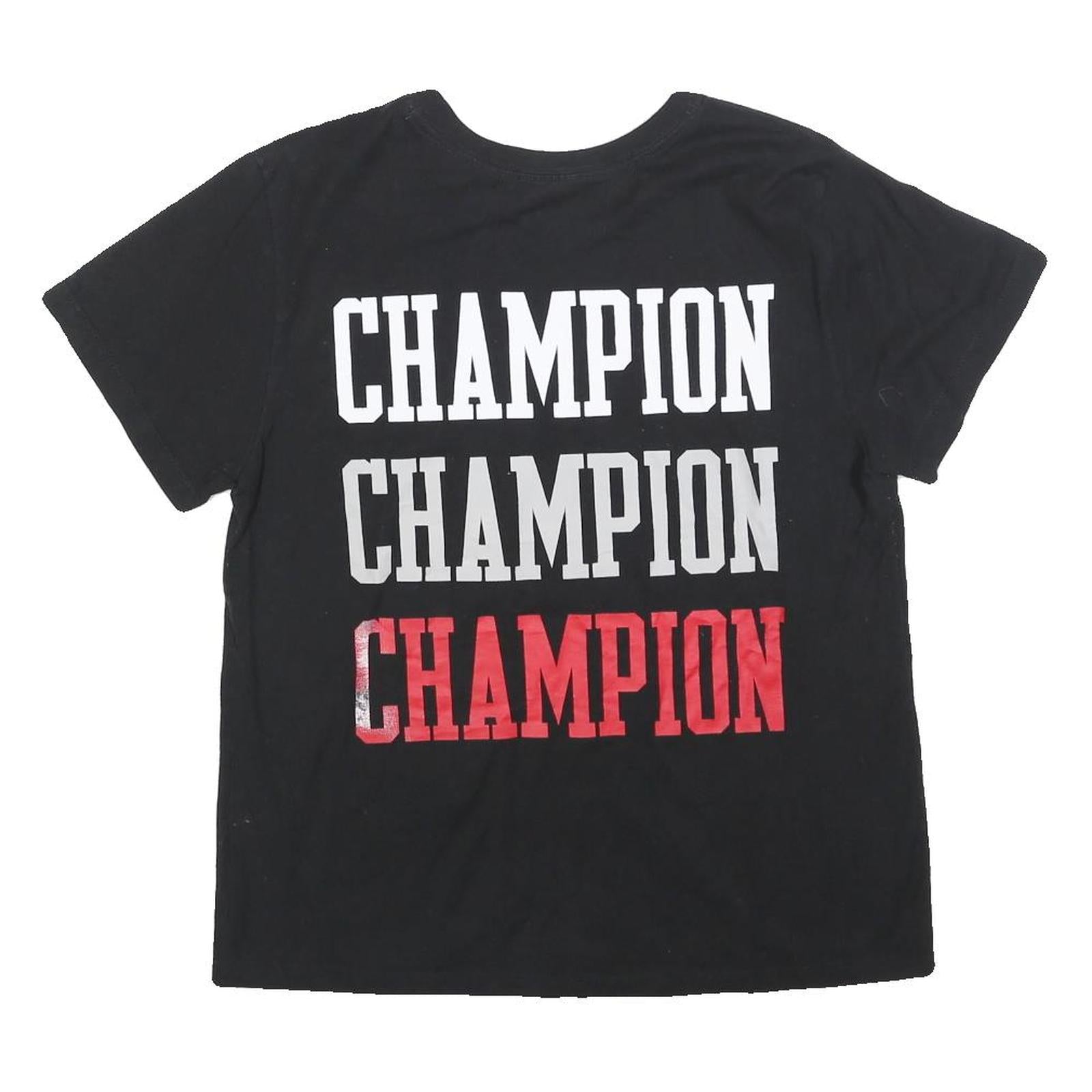 CHAMPION Womens Black Graphic T-Shirt L Short Sleeve Crew Neck Sportswear