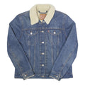 LEVI'S Womens Blue Denim Sherpa Collar Jacket M Cotton Button Closure Casual
