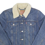 LEVI'S Womens Blue Denim Sherpa Collar Jacket M Cotton Button Closure Casual
