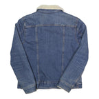 LEVI'S Womens Blue Denim Sherpa Collar Jacket M Cotton Button Closure Casual