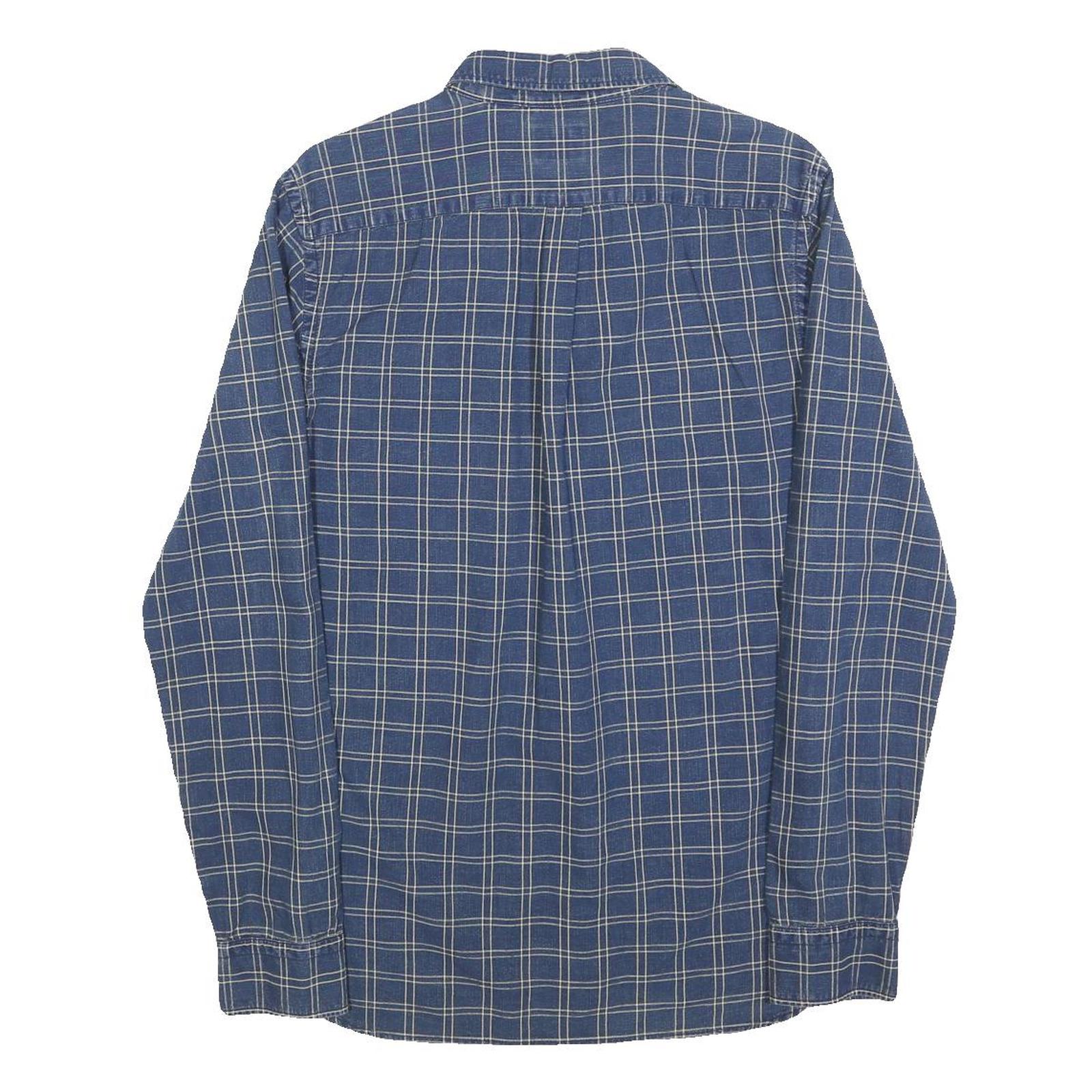 LEVI'S Mens Blue Check Shirt S Cotton Blend Casual Long Sleeve Button Closure