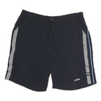 ADIDAS Mens Casual Shorts Black & Blue XL W38 Polyester Plain Drawstring Pockets