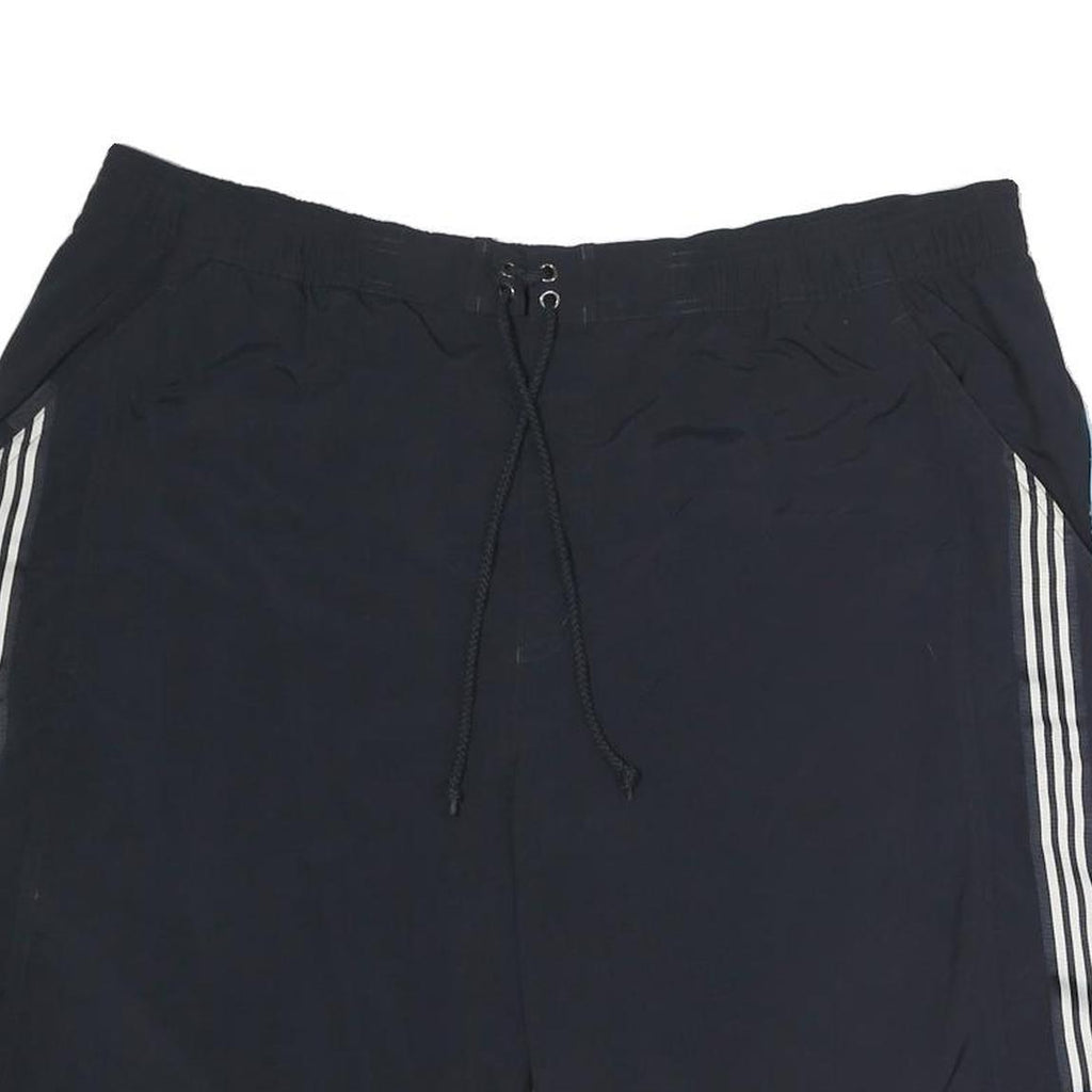 ADIDAS Mens Casual Shorts Black & Blue XL W38 Polyester Plain Drawstring Pockets