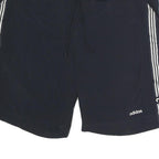 ADIDAS Mens Casual Shorts Black & Blue XL W38 Polyester Plain Drawstring Pockets