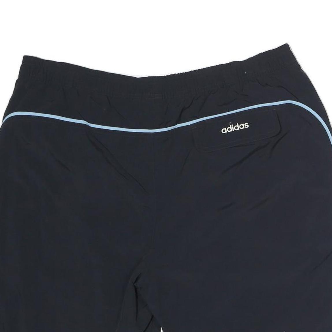 ADIDAS Mens Casual Shorts Black & Blue XL W38 Polyester Plain Drawstring Pockets