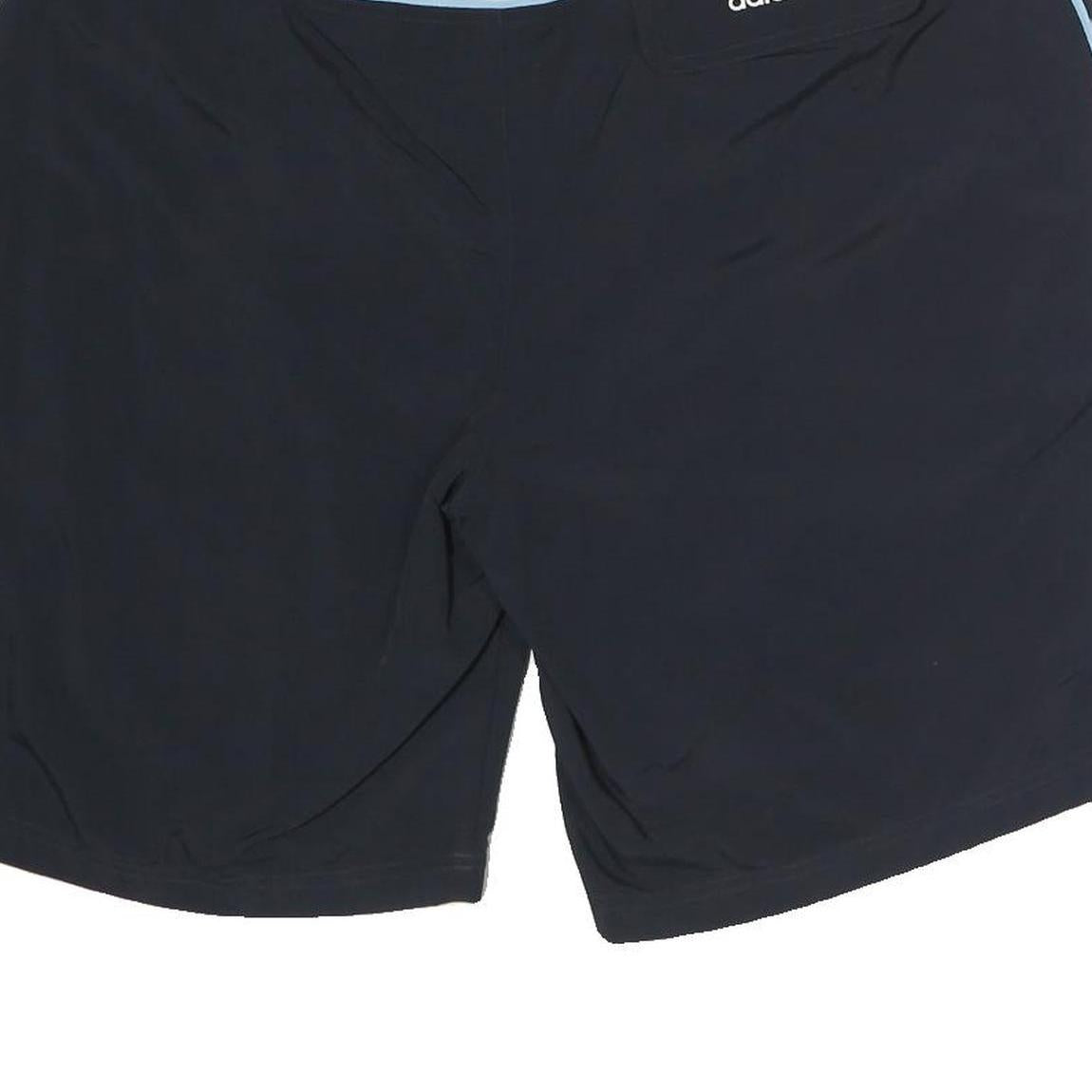 ADIDAS Mens Casual Shorts Black & Blue XL W38 Polyester Plain Drawstring Pockets