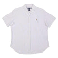 RALPH LAUREN SPORT Womens White & Blue Stripe Shirt L Classic Button Cotton