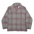 WOOLRICH Womens Pink & Grey Check Wool Blend Jacket S Woven Zip Closure Classic