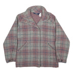 WOOLRICH Womens Pink & Grey Check Wool Blend Jacket S Woven Zip Closure Classic