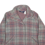WOOLRICH Womens Pink & Grey Check Wool Blend Jacket S Woven Zip Closure Classic