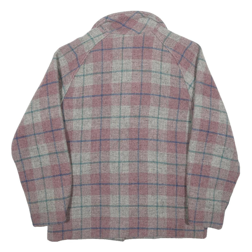 WOOLRICH Womens Pink & Grey Check Wool Blend Jacket S Woven Zip Closure Classic