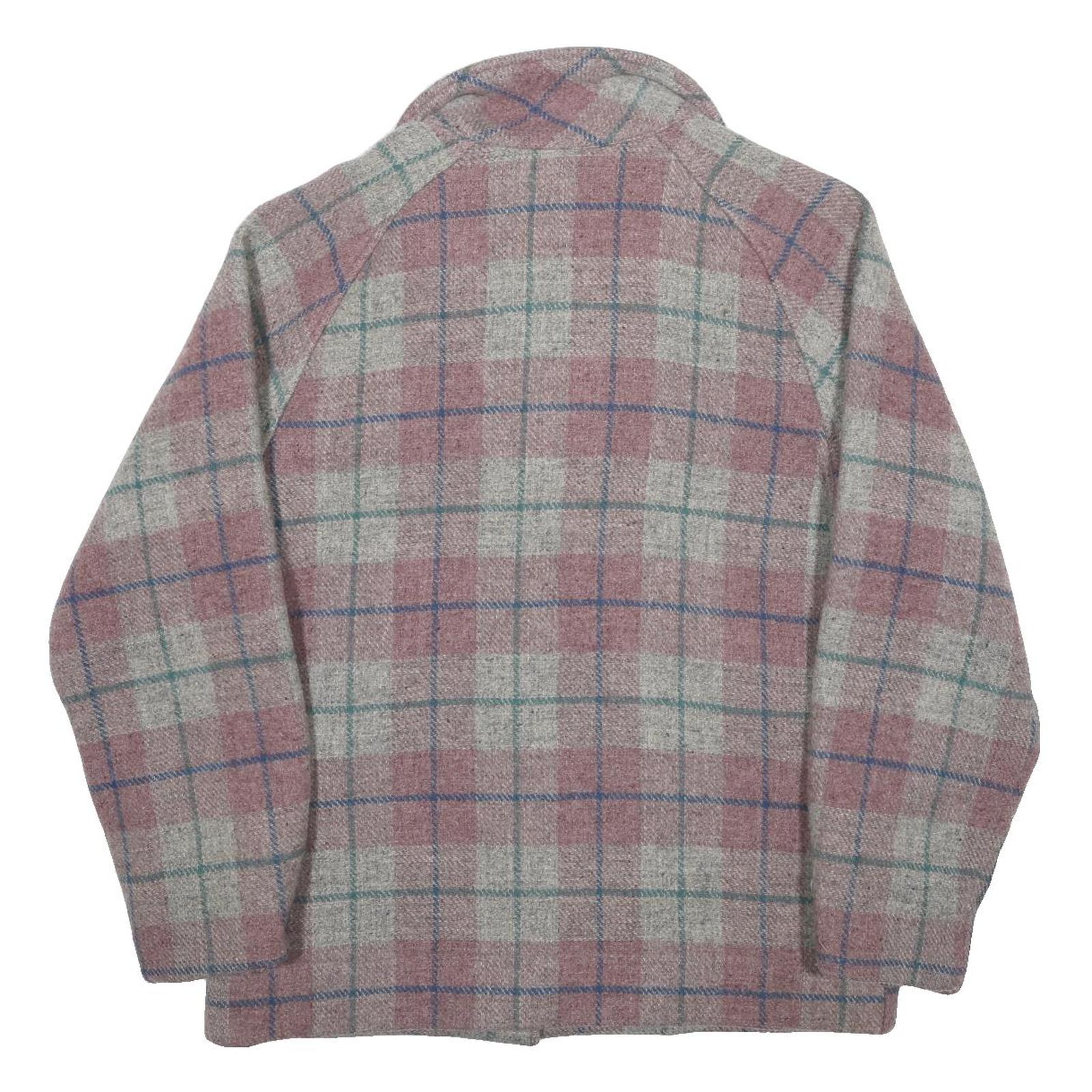 WOOLRICH Womens Pink & Grey Check Wool Blend Jacket S Woven Zip Closure Classic