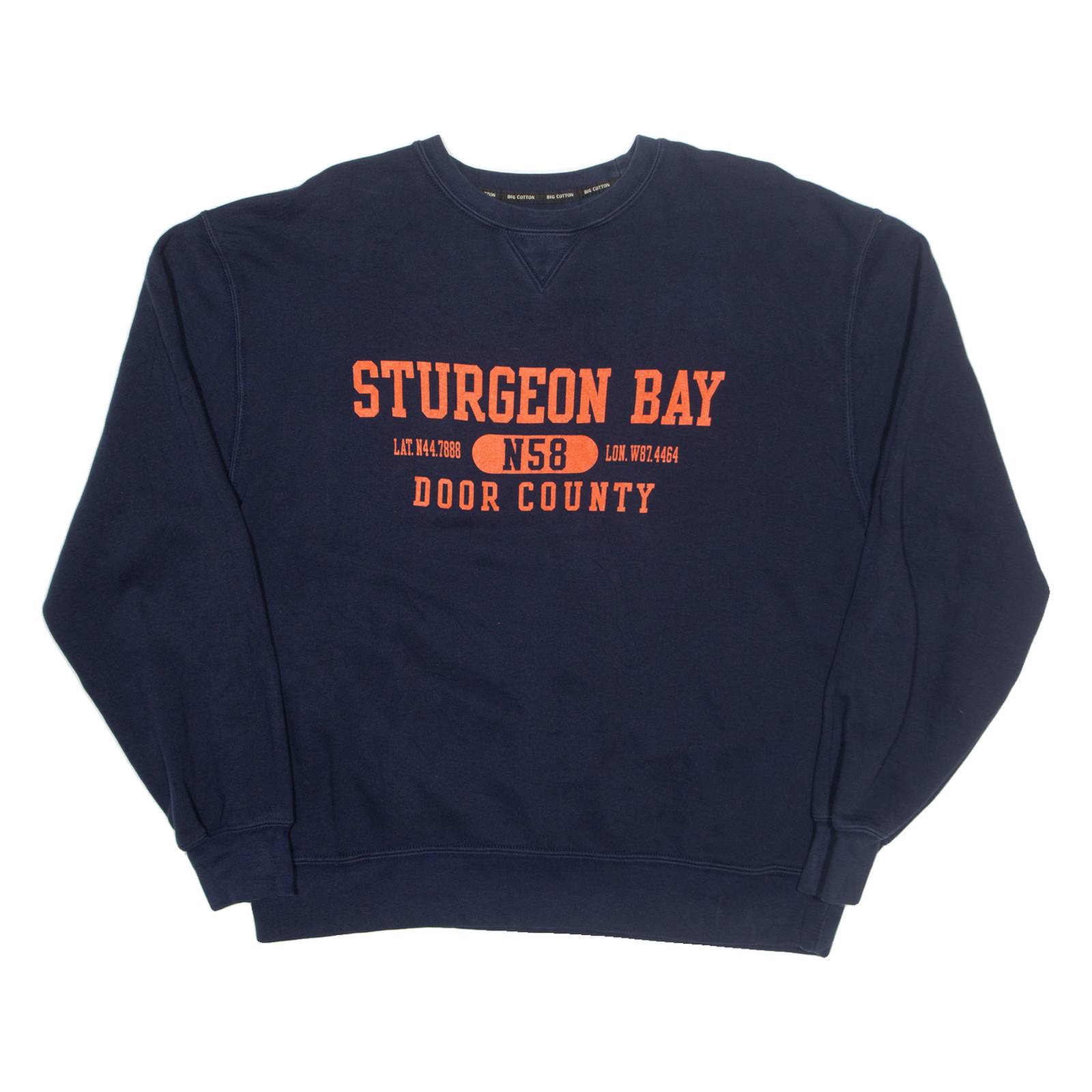 BIG COTTON Sturgeon Bay Mens Sweatshirt Blue USA L