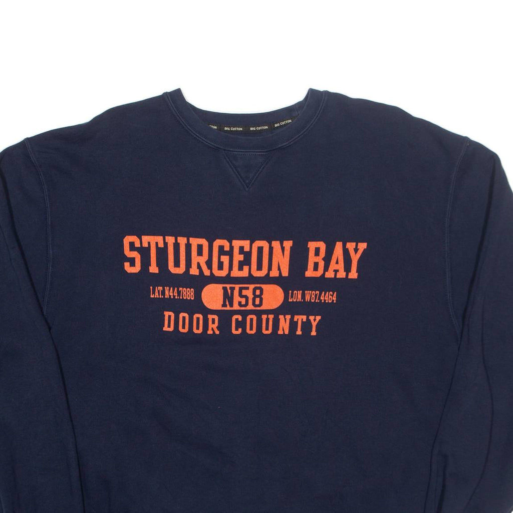 BIG COTTON Sturgeon Bay Mens Sweatshirt Blue USA L