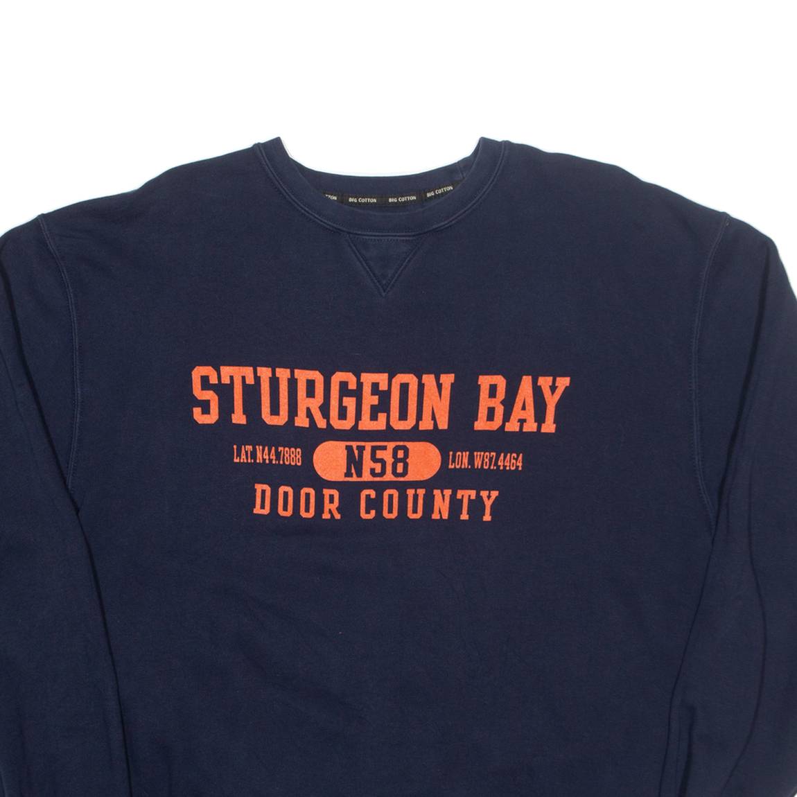 BIG COTTON Sturgeon Bay Mens Sweatshirt Blue USA L