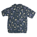 NEWPORT BLUE Mens Navy Blue & Cream Patterned Shirt M Soft Cotton Summer