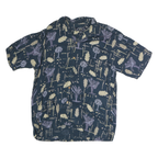 NEWPORT BLUE Mens Navy Blue & Cream Patterned Shirt M Soft Cotton Summer