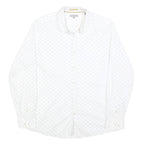 TED BAKER Mens White & Black Polka Dot Shirt L Cotton Blend Classic Fit
