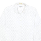TED BAKER Mens White & Black Polka Dot Shirt L Cotton Blend Classic Fit