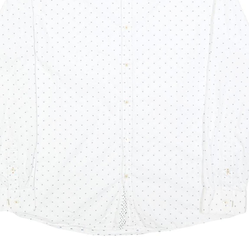 TED BAKER Mens White & Black Polka Dot Shirt L Cotton Blend Classic Fit