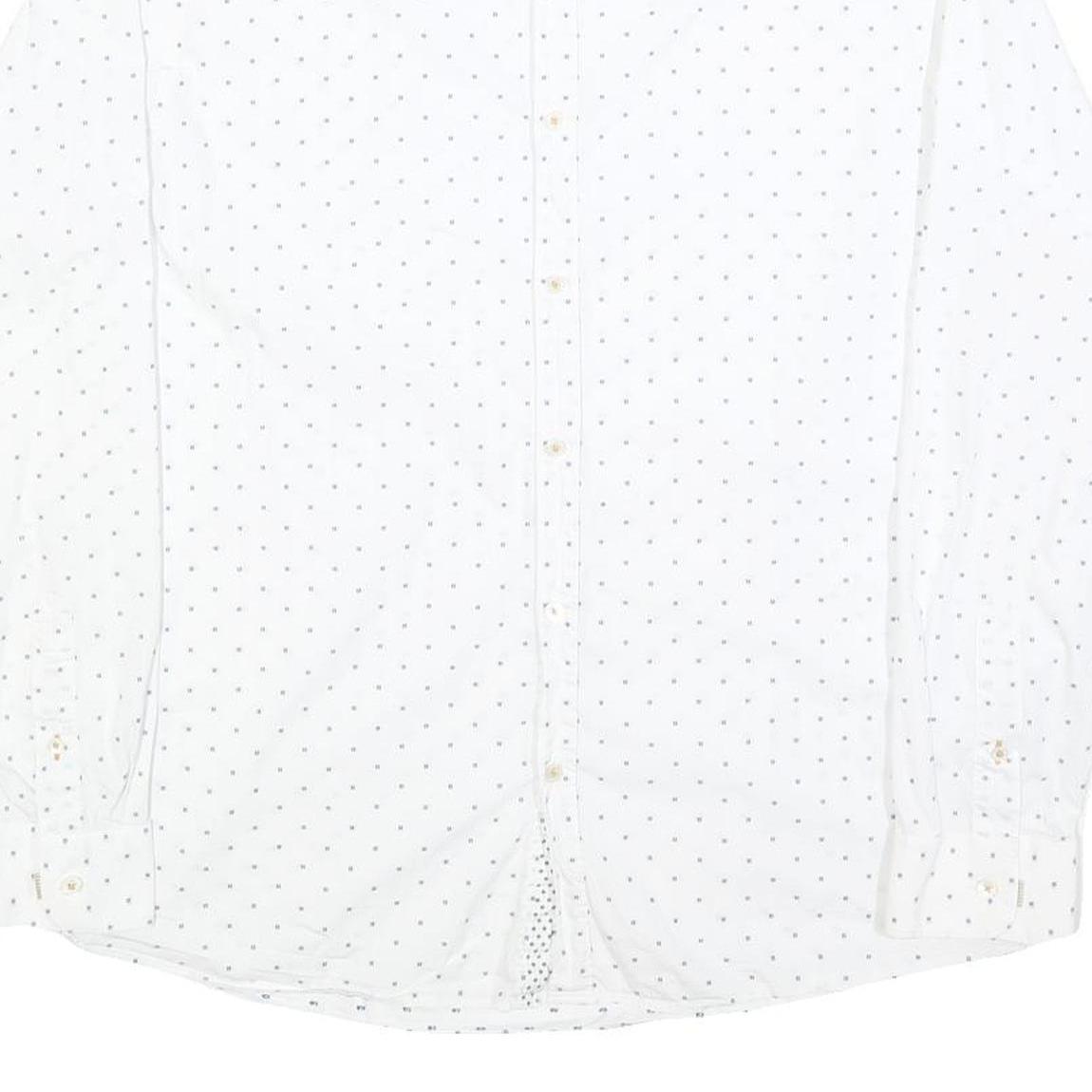 TED BAKER Mens White & Black Polka Dot Shirt L Cotton Blend Classic Fit