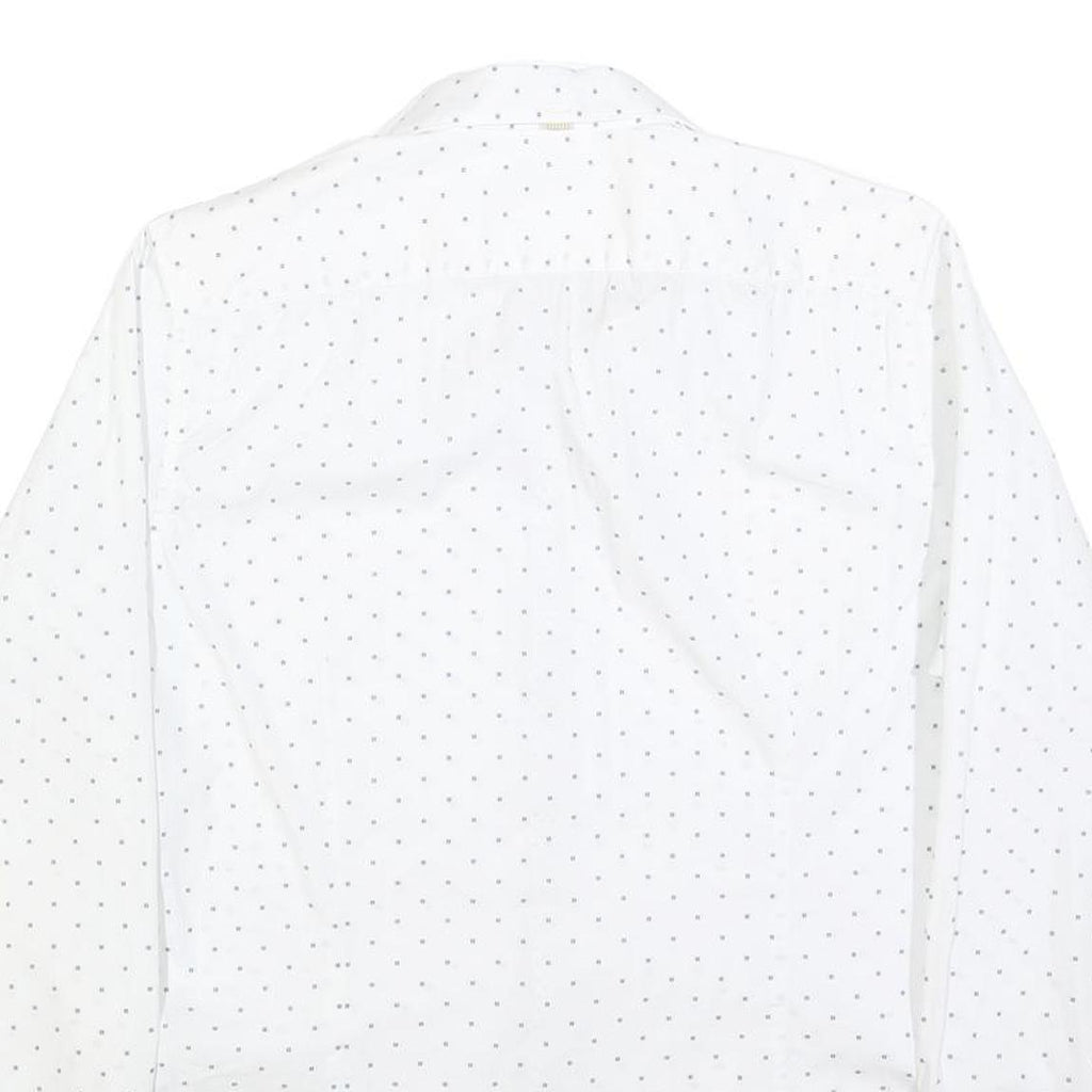 TED BAKER Mens White & Black Polka Dot Shirt L Cotton Blend Classic Fit