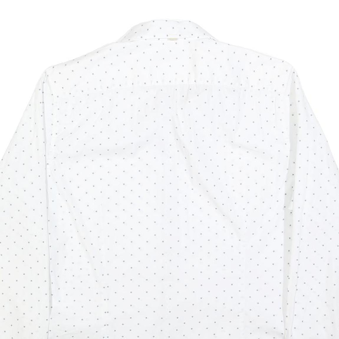 TED BAKER Mens White & Black Polka Dot Shirt L Cotton Blend Classic Fit