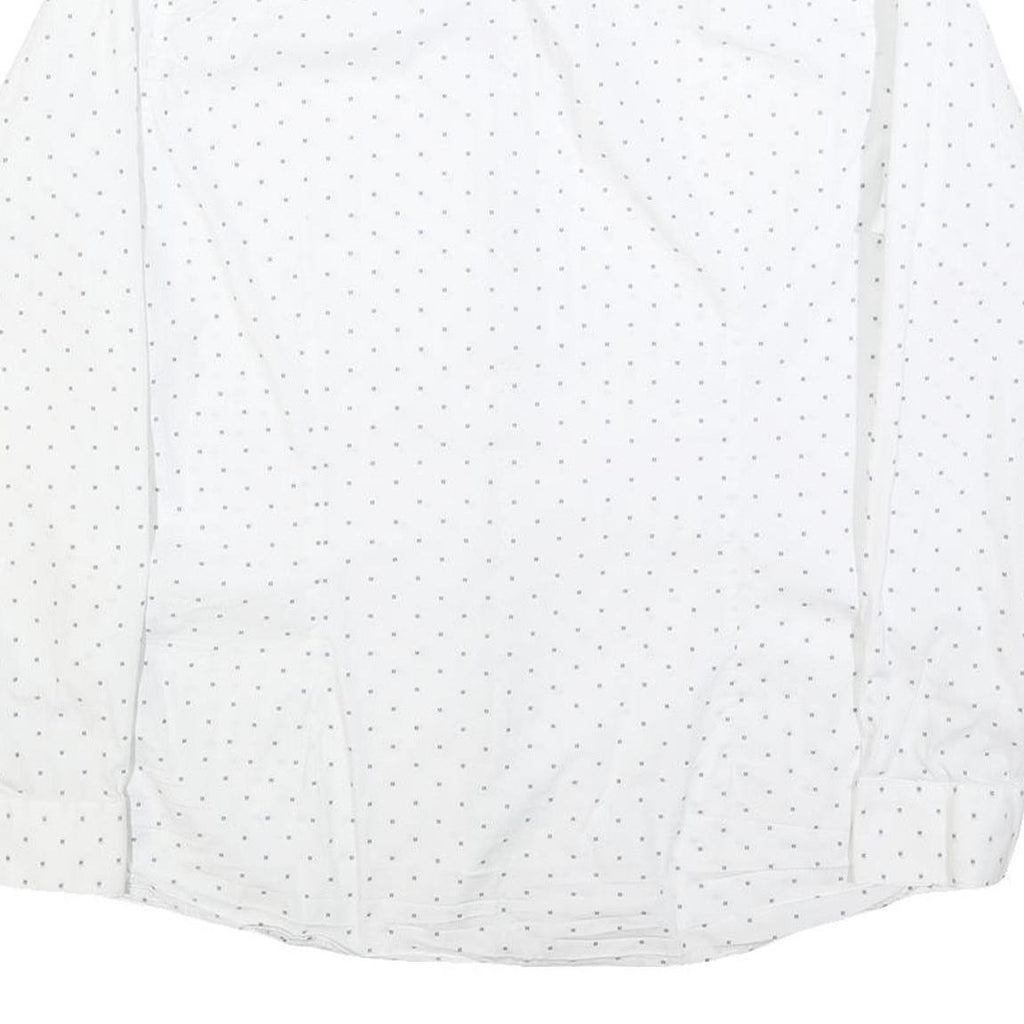 TED BAKER Mens White & Black Polka Dot Shirt L Cotton Blend Classic Fit