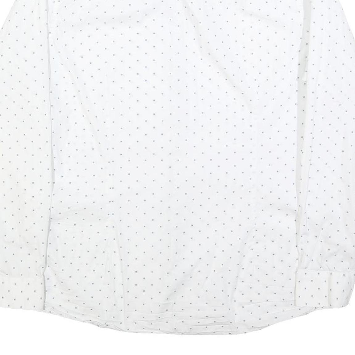 TED BAKER Mens White & Black Polka Dot Shirt L Cotton Blend Classic Fit