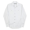 REISS Mens White & Grey Cotton Blend Shirt S Classic Long Sleeve Button Pocket