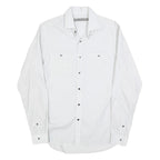 REISS Mens White & Grey Cotton Blend Shirt S Classic Long Sleeve Button Pocket
