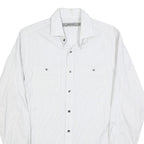 REISS Mens White & Grey Cotton Blend Shirt S Classic Long Sleeve Button Pocket