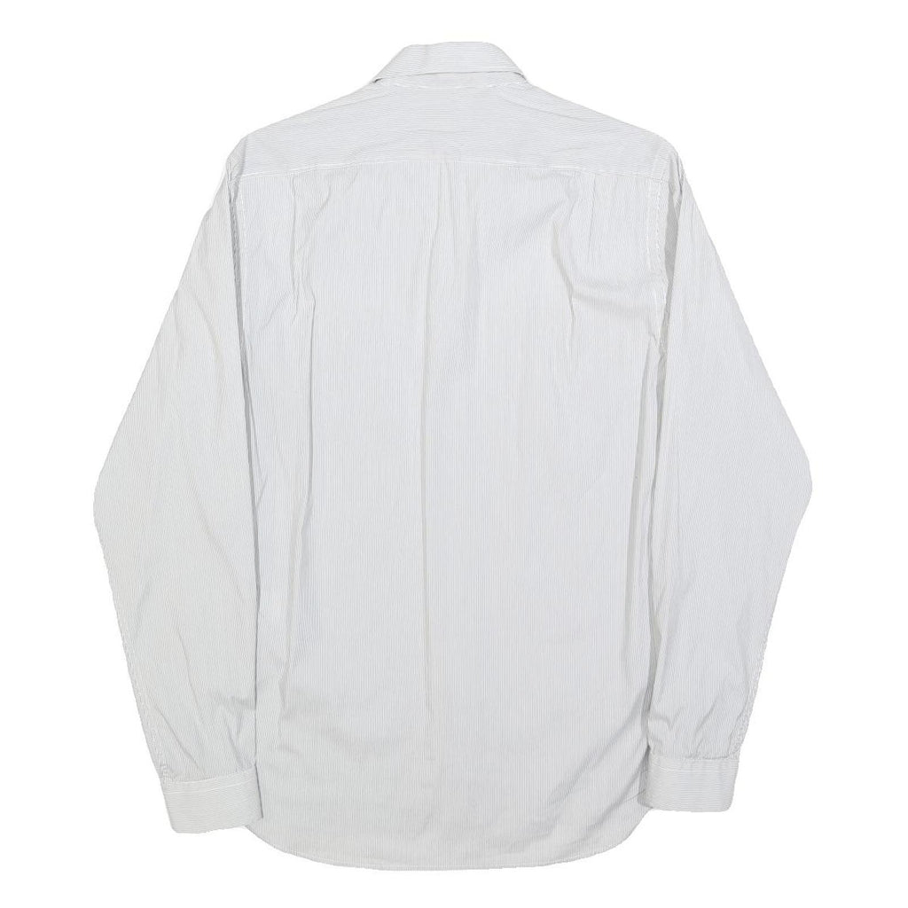 REISS Mens White & Grey Cotton Blend Shirt S Classic Long Sleeve Button Pocket