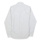 REISS Mens White & Grey Cotton Blend Shirt S Classic Long Sleeve Button Pocket