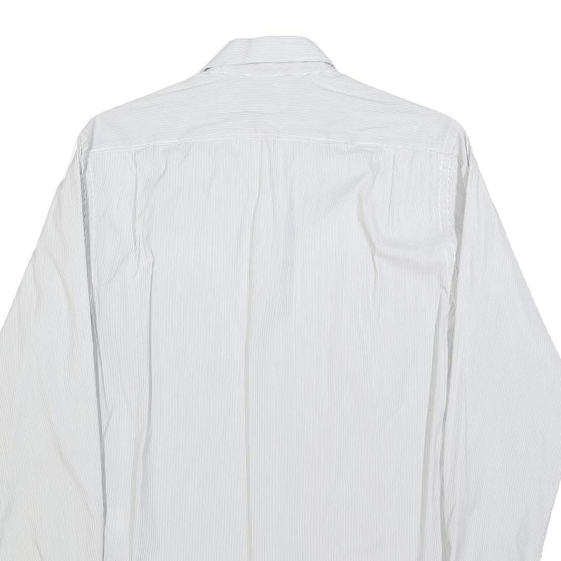 REISS Mens White & Grey Cotton Blend Shirt S Classic Long Sleeve Button Pocket