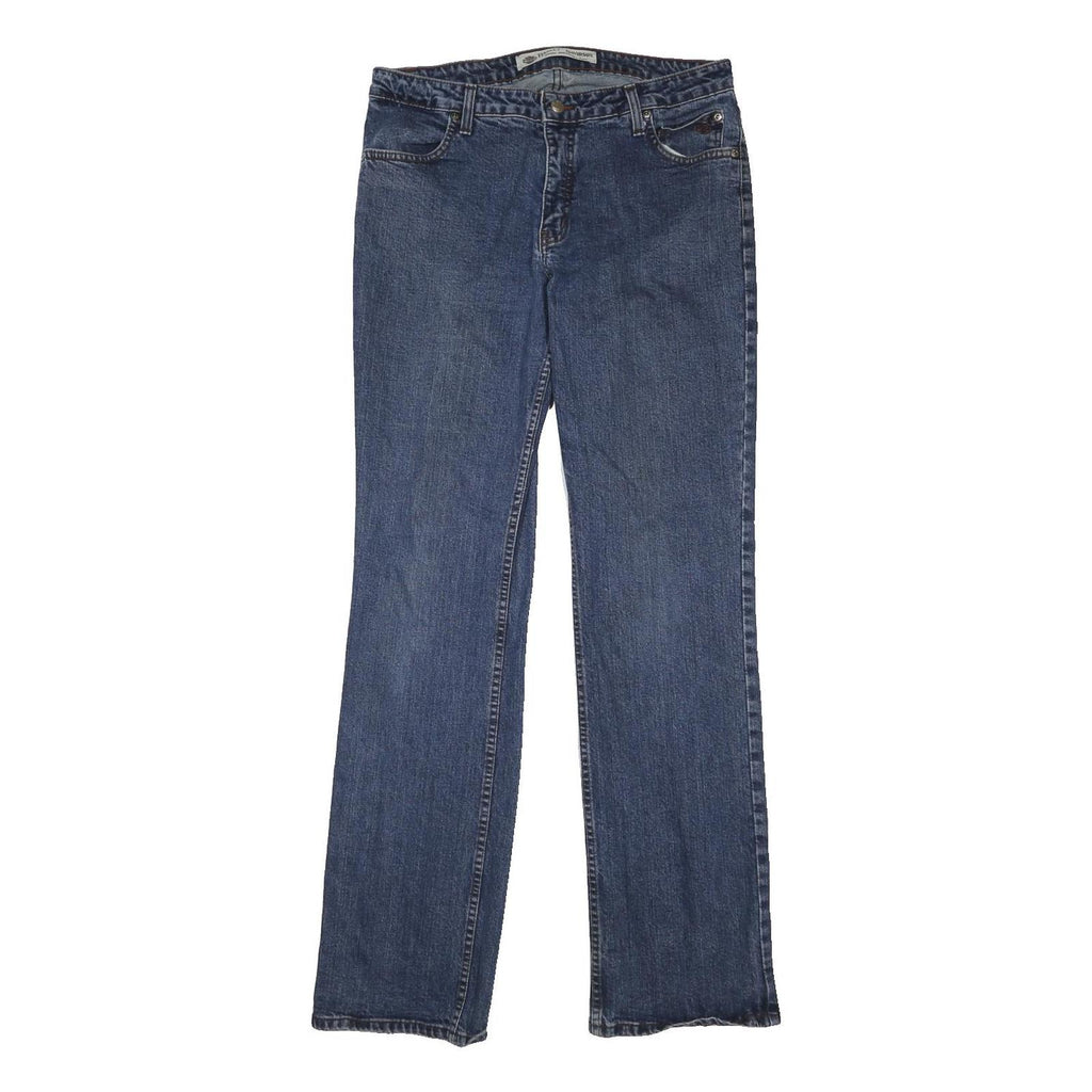HARLEY DAVIDSON Womens Jeans Blue Regular Straight Denim W33 L34 Button Fly